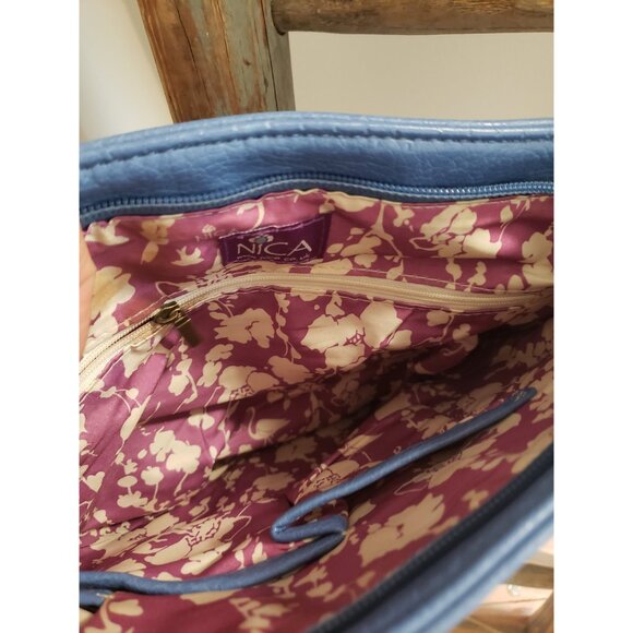 Blue Nica Shoulder Bag with Front Zipper Large Back Pocket Y2K - Picture 3 of 10